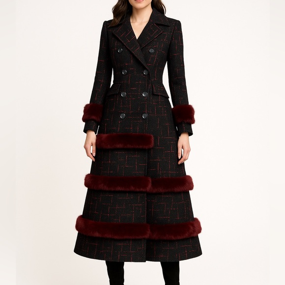 Gorgeous Fur Trim Tweed Long Jacket The Iphigenyah - Picture 1 of 14